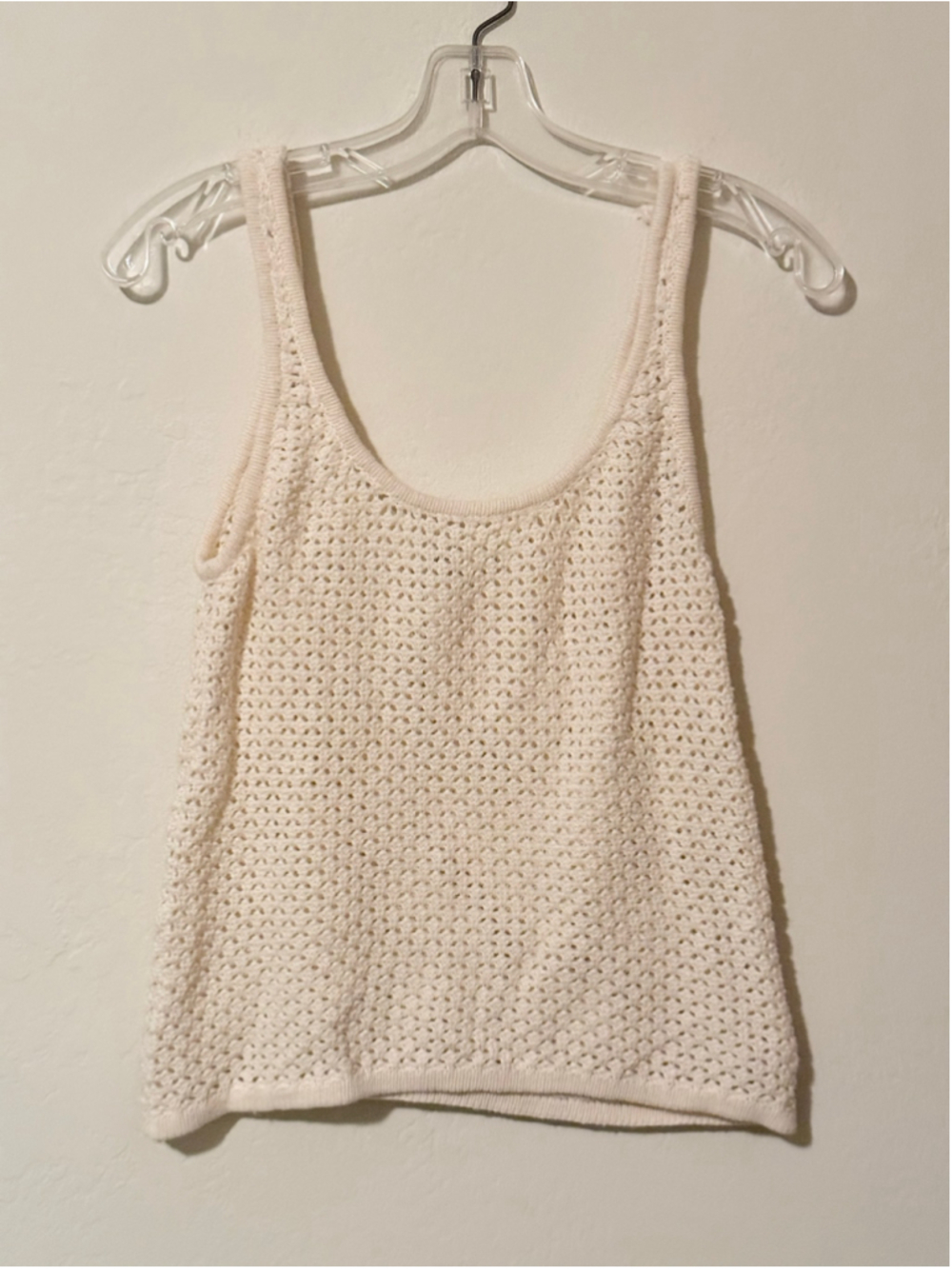 Women's Daphnea Paris Crochet Tank Top Ivory White Size S